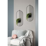 Dekula 2 Li Metal Duvar Saksılığı Dekorasyon Saksı Oval Çiçeklik Standı Vazo Çiçek Siyah