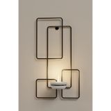 Dekula Tealight Şamdanlık Mum Duvar Şamdan Seramik Mumluk Askılı Siyah Metal Dekoratif Kare Çerçeveli Vidalı