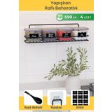Dekula Yapışkan Raflı 4 lü 550 ml Baharatlık Seti Etiket ve Kaşık Hediyeli Metal Baharat Standı