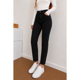 DELDNM Alley Kadın Siyah Yüksek Bel Likralı Trend Mom Jean