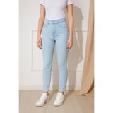 DELDNM Bagy Kadın Buz Mavi Yüksek Bel Likralı Esnek Fit Rahat Skinny Dar Paça Jeans Kot Pantolon
