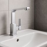 Delen Yapı Modern Krom Lavabo Bataryası | Tek Kollu Kare Tasarım | Dayanıklı Pirinç Gövde