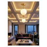 Delf Lorin Tekli Eskitme Avize Beyaz Camlı Mutfak Hol Balkon Kolidor Avize