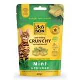 Delibon 60 gr Chrunchy Tavuklu ve Naneli İçi Dolgulu Kedi Ödul Biskuvisi