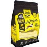 Delibon BLK12MWHITE 15 cm M 12'li Beyaz Deri Köpek Çiğneti Pres Kemik