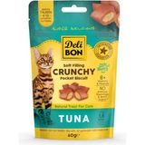 Delibon Kedi Ödül Bisküvisi Tunalı 60 gr Crunchy İçi Dolgulu Lezzetli Ödül Yetişkin Kediler İçin