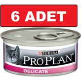 Delicate Hindi Etli Kedi Konservesi 6 Adet 85 Gr Hassas Kedi Yaş Maması