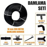 Delikli 300 Metre Damla Sulama Sistemi Damlama Borusu ve Ek Parçaları Bahçe Ağaç Fidan Sebz - Genel