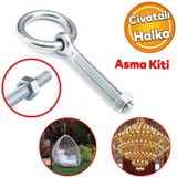 Delikli Halkali Metal Paslanmaz Civata M10 Somunlu Sabitleme Cekme Kaldirma Tavan Kancasi Asma Kit