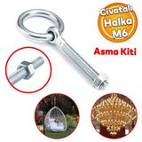 Delikli Halkali Metal Paslanmaz Civata M6 Somunlu Sabitleme Cekme Kaldirma Tavan Kancasi Asma Kit
