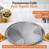 Delikli Pizza ve Lahmacun Tepsisi Lahmacun Pide Tepsisi 32CM - 32 cm