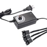 Delinx Üçlü 3-Pin ve 4-Pin PC Fan Güç Adaptörü, 36W 12V Fan Hız Kontrolörü, 100-240vAC 3-12vDC Ayarlanabilir Güç Kaynağı