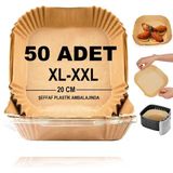 Delixa Baker Home Airfryer Pişirme Kağıdı,xl-Xxl Büyük Boy, Kare, 50 Adet Hava Fritöz Parşömen Fırın Kağıdı