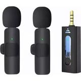Delixa Kablosuz Mikrofon Wireless Ikili Yaka Mikrofonu 3.5mm Aux Girişli Sokak Müzisyenleri Amfi