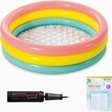 Delixa Şişme Yumuşak Tabanlı Renkli 3 Boğumlu Baby Pool Çocuk Bebek HAVUZU,86X25 cm ve Pompa+Yama Set, Pomp