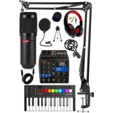 Delixa Stüdyo Ekipmanları Live Paket-1 Ses Kartlı Mikser Klavye BM800 Mikrofon Kulaklık