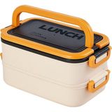 Delixa Taşınabilir Yemek Kabı 2 Katlı Lunch Box Diyet Beslenme Kutusu Saklama Kabı Çatal Kaşıklı Sefer Tası - Standart
