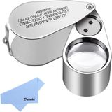 Delixike Kuyumcu Büyüteç 40X Metal Katlanır, LED ve Uv Işıklı - Elmaslar, Madeni Paralar, Dam - Çok Renkli