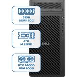 Dell Pro Max Tower T2 Core Ultra 9 285K 32GB Ecc Ram 4tb M.2 SSD Rtx A4000 ADA 20 GB W11P Ws