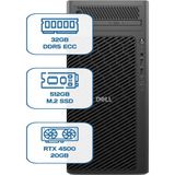 Dell Pro Max Tower T2 Core Ultra 9 285K 32GB Ecc Ram 512GB M.2 SSD Rtx 4500 20GB W11P Ws