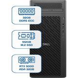 Dell Pro Max Tower T2 Core Ultra 9 285K 32GB Ecc Ram 512GB M.2 SSD Rtx 5000 Ada 32GB W11P Ws