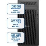 Dell Pro Max Tower T2 Core Ultra 9 285K 64GB Ecc Ram 512GB M.2 SSD Rtx 4500 32GB W11P Ws