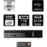 Dell Pro Micro QCM1250 Core Ultra 7 265T Mini PC 32GB RAM 1TB SSD FreeDOS + Per4 USB QCM1250BTO107P314 - Yok (Free Dos)