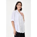 Della Moor Kadın Italyan Çiçek Nakışlı Fistolu Oversize Poplin Gömlek 40 - 46 Beden - Beyaz