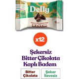 Delly 12 Adet Şekersiz Bitter Çikolata Kaplı Badem 40g Yüksek Lifli Sağlıklı Atıştırmalık