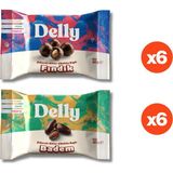 Delly 12 Adet Şekersiz Bitter Çikolata Kaplı Fındık & Badem Karışık Kutu
