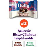 Delly 40 gr Şekersiz Bitter Çikolata Kaplı Fındık (12 Adet) Vegan ve Glutensiz Atıştırmalık - 1 Adet