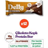 Delly Karamel Aromalı, Çikolata Kaplı, Yüksek Protein Bar 40G - 12 Adet