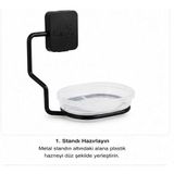 Delmeden Yapışkanlı Vakumlu Sabunluk, Duvara Monte Kapaklı Sabun Kutusu, Drenajlı Sabunluk, Paslanmaz Metal Banyo Sabun Rafı, Lavabo, Duş, Mutfak ve WC İçin