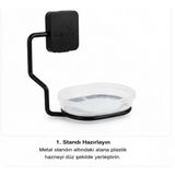 Delmeden Yapışkanlı Vakumlu Sabunluk, Duvara Monte Kapaklı Sabun Kutusu, Drenajlı Sabunluk, Paslanmaz Metal Banyo Sabun Rafı, Lavabo, Duş, Mutfak ve WC İçin