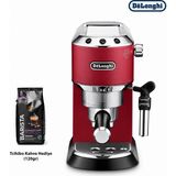 DeLonghi Ince Tasarımlı Kırmızı Kahve Makinesi, Espresso ve Cappuccino Hazırlama, Güçlü Pompa Basıncı, Kolay Kontrol ve Modern Tezgah Kullanımına Uyum Sunar Evde - 15 cm x 30 cm x 33 cm