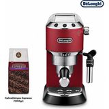 DeLonghi Kompakt Kırmızı Espresso Hazırlama Makinesi, Toz Kahve Uyumu, Süt Köpürtme Aparatı, Hızlı Isınma ve Pratik Günlük Kahve Deneyimi Enerji Verimli Çalışma, Modern Görünüm ve Kolay Temizlikle - 15 cm x 30 cm x 33 cm