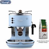 DeLonghi Mavi Vintage Manuel Espresso ve Cappuccino Makinesi, Süt Köpürtücülü Dekoratif Kahve Köşesi ve Güçlü Günlük Performans Evde Günlük Kullanım ve Pratik Barista Hazırlığı Için - 260x290x315 mm