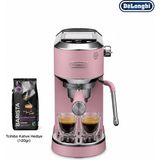 DeLonghi Soğuk Kahve Destekli Pembe Manuel Espresso Makinesi, Güçlü Basınç, Süt Köpürtme Başlığı ve Kompakt Modern Mutfak Kullanımı Kompakt Mutfaklarda Güçlü Performans ve Kolay Temizlik Avantajıyla - 149x330x3065