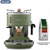 DeLonghi Yeşil Vintage Espresso ve Cappuccino Makinesi, 15 Bar Basınçlı Süt Köpürtücülü Retro Mutfak Kahve Deneyimi Evde Günlük Kullanım ve Pratik Barista Hazırlığı Için - 260x290x315 mm