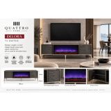 Delora Elektrikli Şömineli Tv Ünitesi 180 Cm Antrasit Modern Dalgalı Kapaklı Tv Sehpası