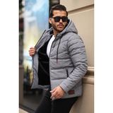 Delpino Su Geçirmez Gri Polyester Kapüşonlu Erkek Şişme Mont Outdoor Kullanım İçin Standart Fit - 2XL