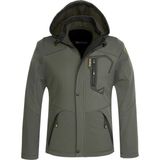 Delpino Su ve Rüzgar Geçirmez Kürklü Softshell Erkek Mont - Haki - 4XL