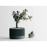 Delta 1 Dekoratif Saksı - Mavi Dikey Işlemeli Modern Bitki Saksısı 6 cm - 90x90x60mm