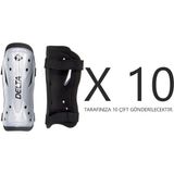 Delta 10 Çift (20 Tekli) Tekmelik Futbol Tekmeliği Futbolcu Kaval Koruyucu (Çift Cırtlı) - S - Gümüş
