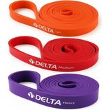 Delta 15-25-35 kg 3 Adet Direnç Bandı Barfiks Kas Güç Geliştirme Pilates Cross Training Power Band Seti - Çok Renkli - Standart