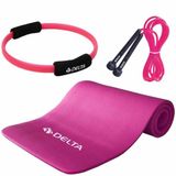 Delta 15 mm Pilates Minderi + 35 cm Pilates Çemberi + Atlama İpi