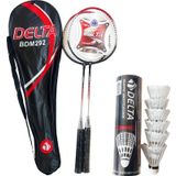 Delta 2 Adet Badminton Raketi + Badminton Çantası + 6 Adet Badminton Topu Seti