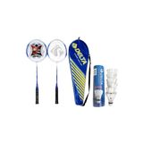 Delta 2 Adet Deluxe Tek Parca Badminton Raketi + Canta + 6 Adet Kaz Tuyu Deluxe Badminton Topu Seti