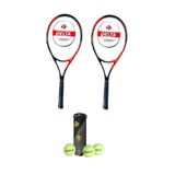 Delta 2 Adet Flame 27 İnç Tek Parça L2 Grip Tenis Raketi + 2 Adet Tenis Çantası + 3 Adet Prof. Maç Topu