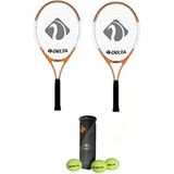 Delta 2 Adet Max Joys 23 Inç Çocuk Tenis Raketi + 2 Adet Tenis Çantası + 3 Adet Expert Seviye Maç Topu - Turuncu